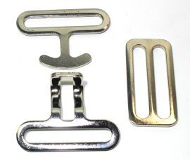 Pferdedeckenverschluss 38mm Stahl vernickelt Set 14-6017